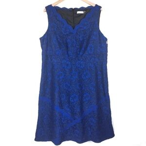 CALVIN KLEIN Dress Lace Short Formal Sleeveless V Neck Scallop Plus Size 18W NWT